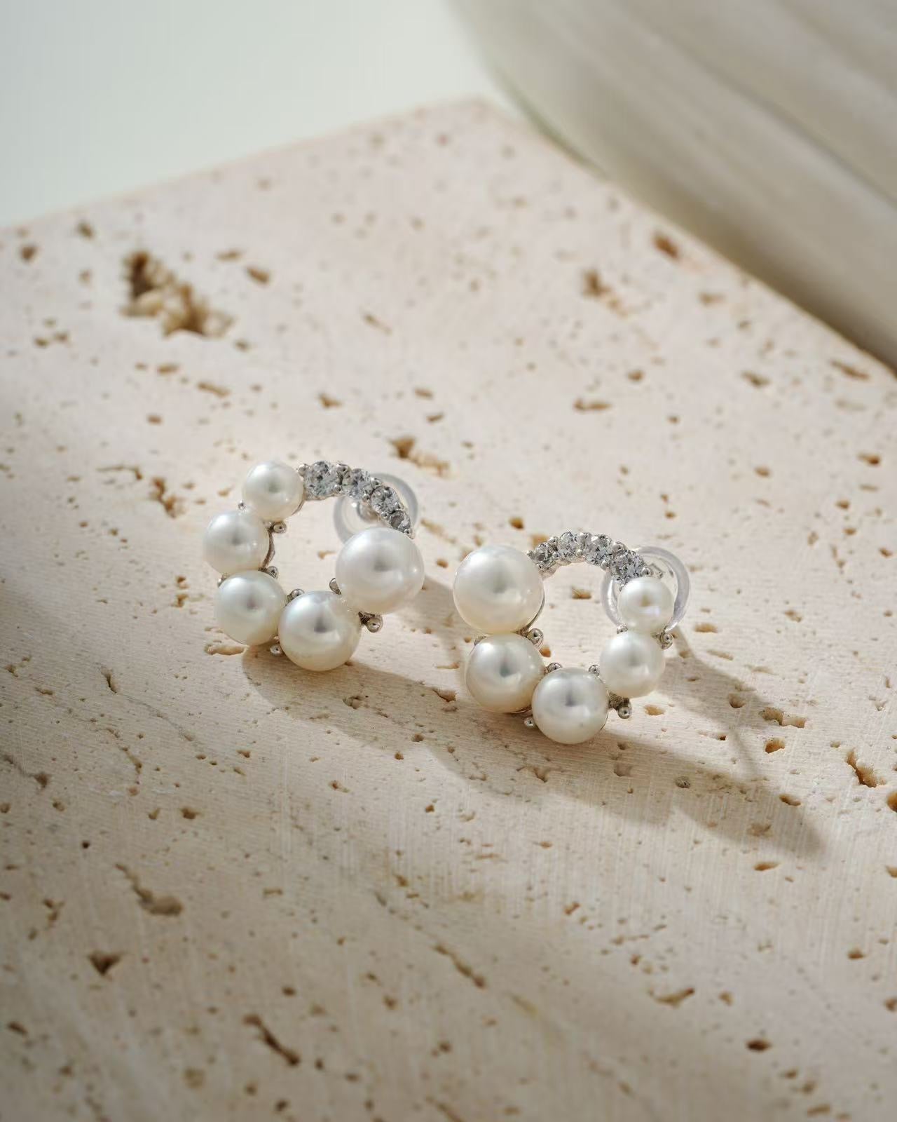 2025ss Spring Wreath Earring Cultured Freshwater pearl 3.5-6mm in Sterling Silver