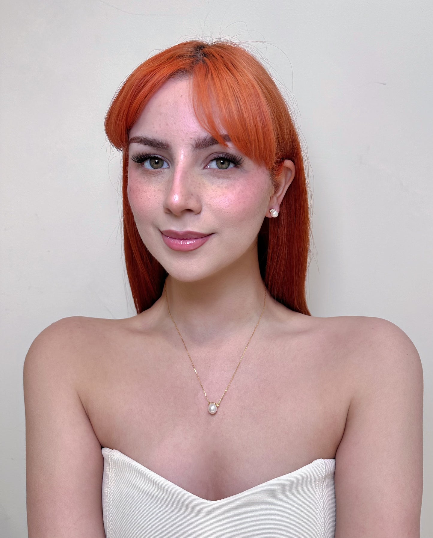 Classic Pearl Stud Earrings with Sparkling Crystal Accents