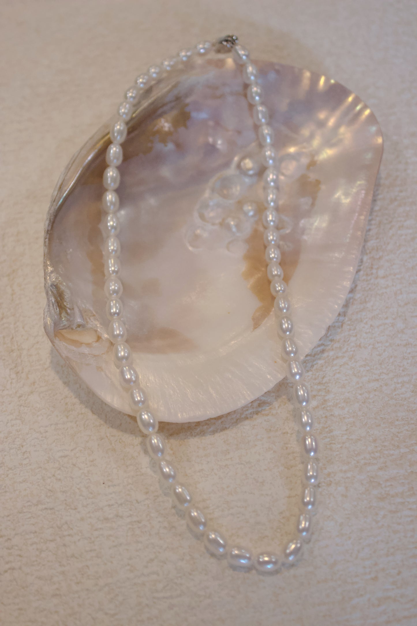 Elegant Freshwater Rice Pearl Necklace with Sterling Silver Clasp