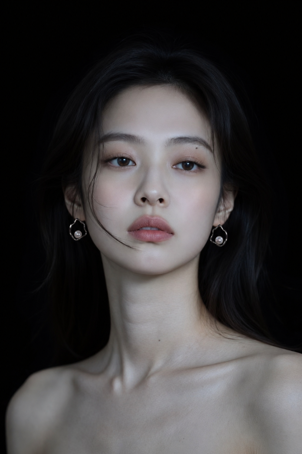 Modern Organic Gold Hoop Earrings with Freshwater Pearl Accent
