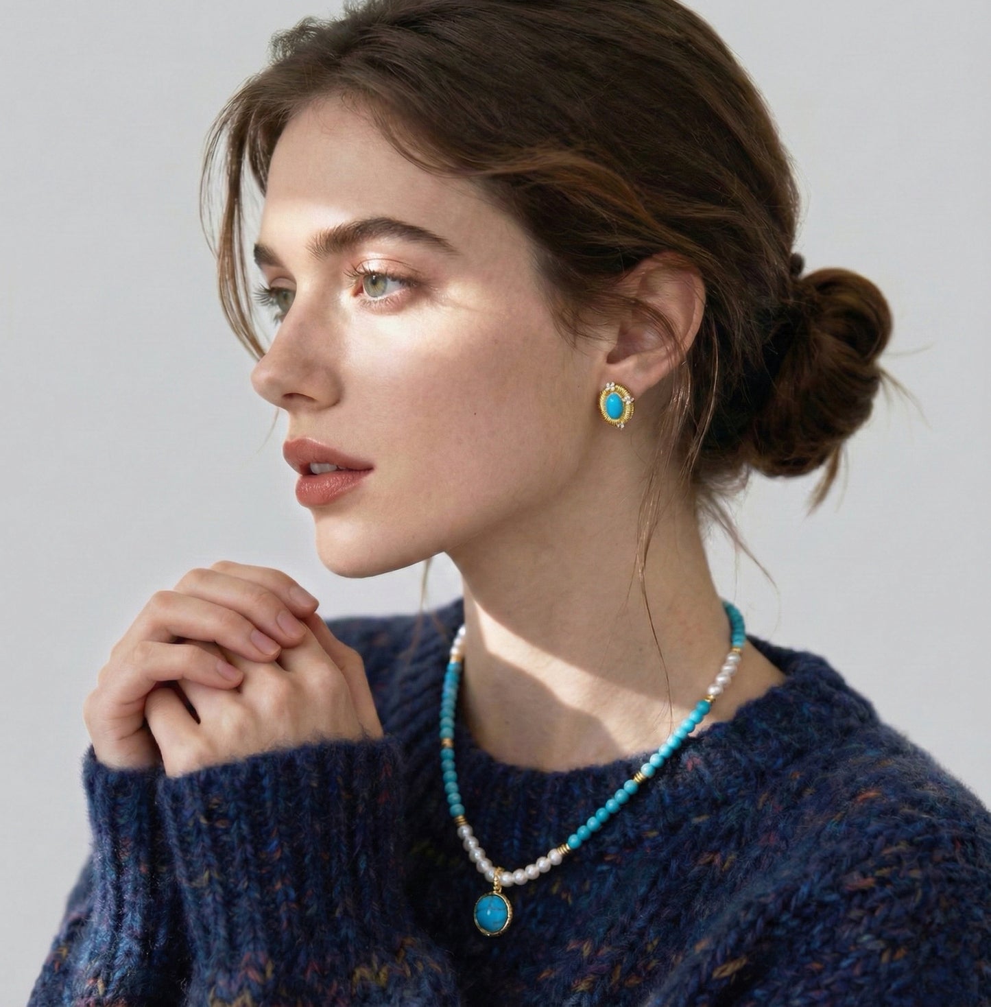 Lab created Turquoise Earring