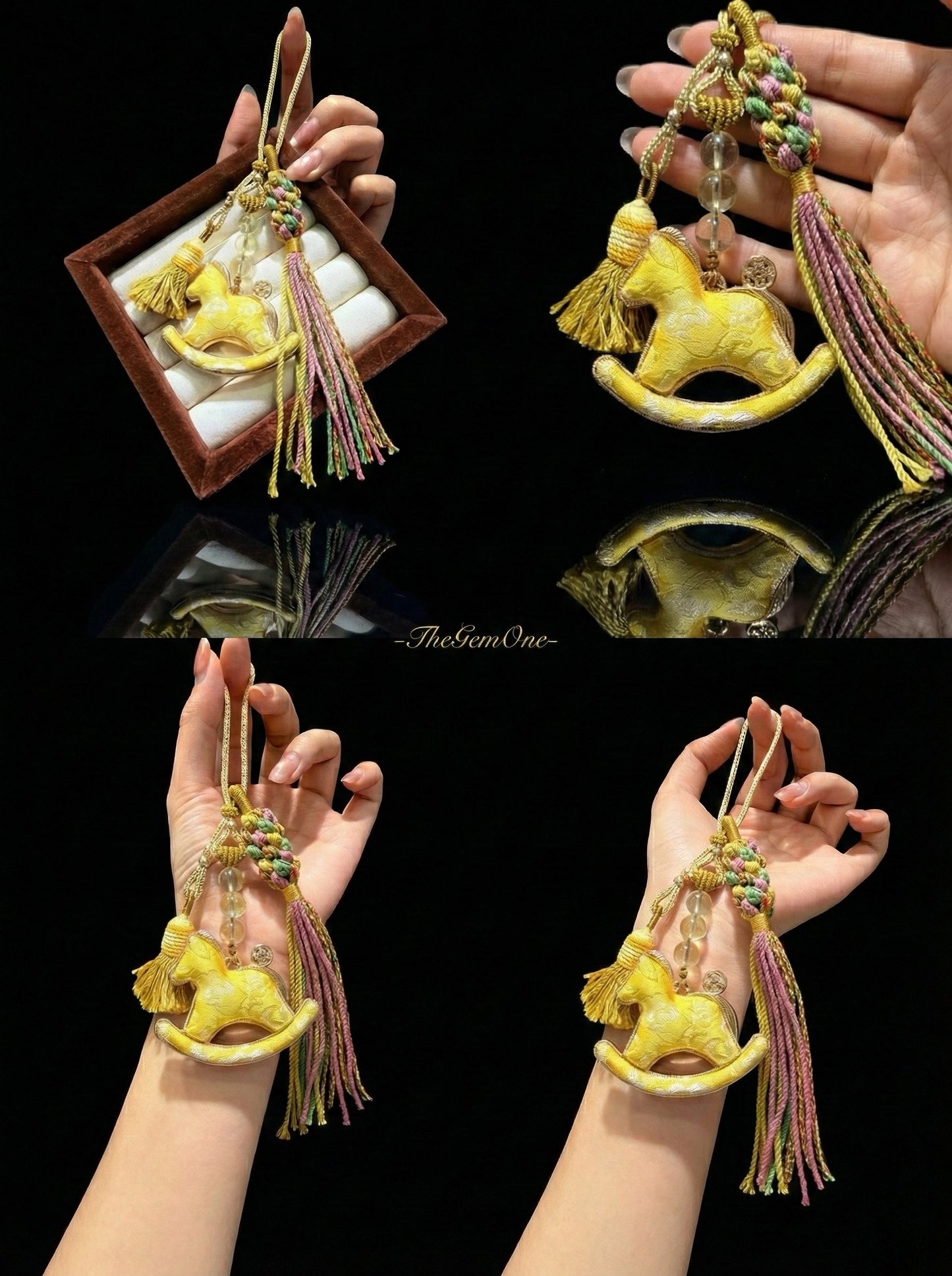 Hand-Braided Song Silk Horse & Quartz Hanger