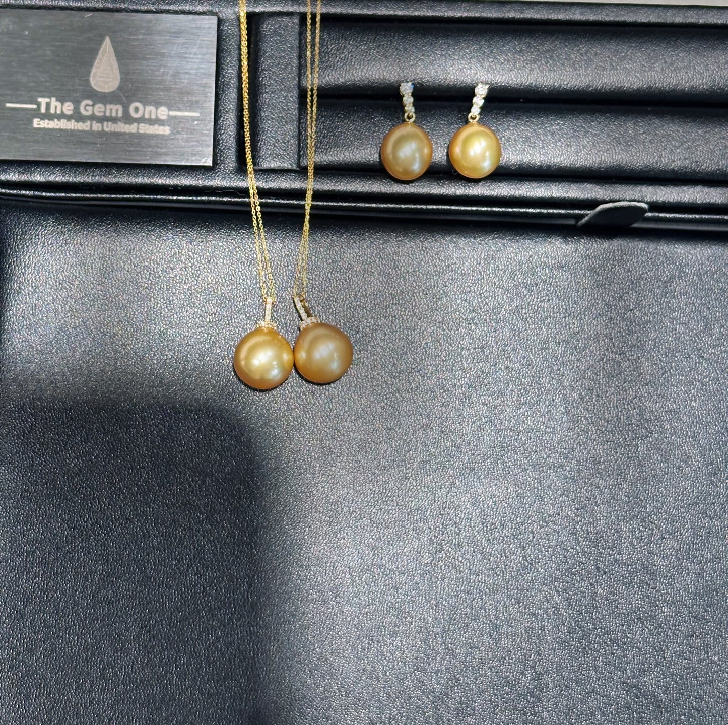 Fine Collection:Golden Serenade South Sea Cultured Pearl Earrings with 18K gold and Diamonds (11-12mm)