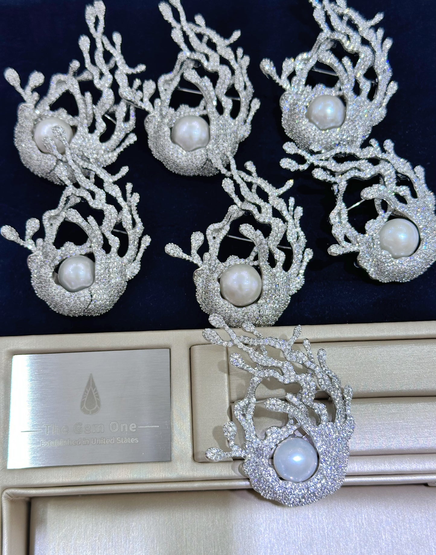 Flame Tree Brooch with Cultured Freshwater Pearl in Sterling Silver