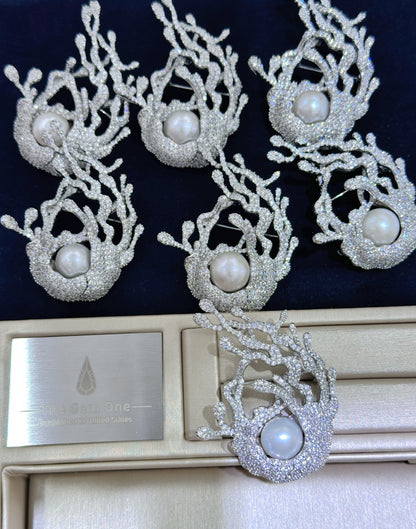 Flame Tree Brooch with Cultured Freshwater Pearl in Sterling Silver