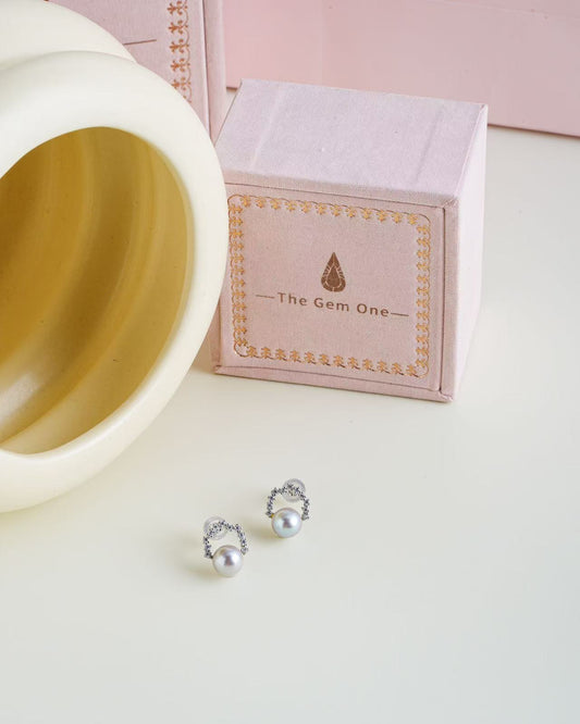 Elegant Wreath Earrings with Saltwater Akoya Pearls in Sterling Silver