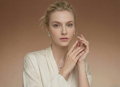 Pearl Lux: Cultured Freshwater Pearl Earrings (9–10mm) & Necklace (10–11mm) in Sterling Silver