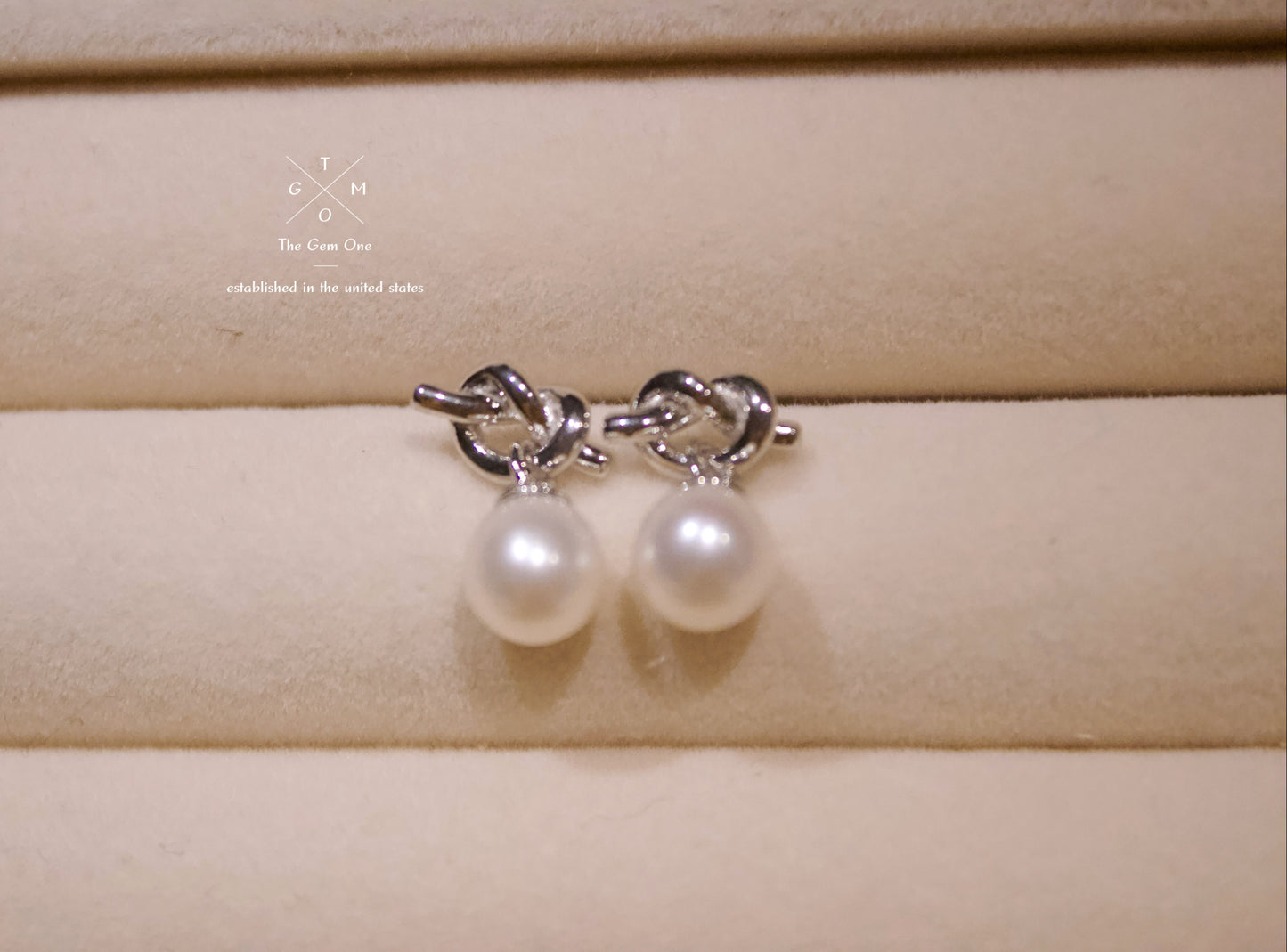 Elegant Knot Pearl Drop Earrings Set in Gold and Silver