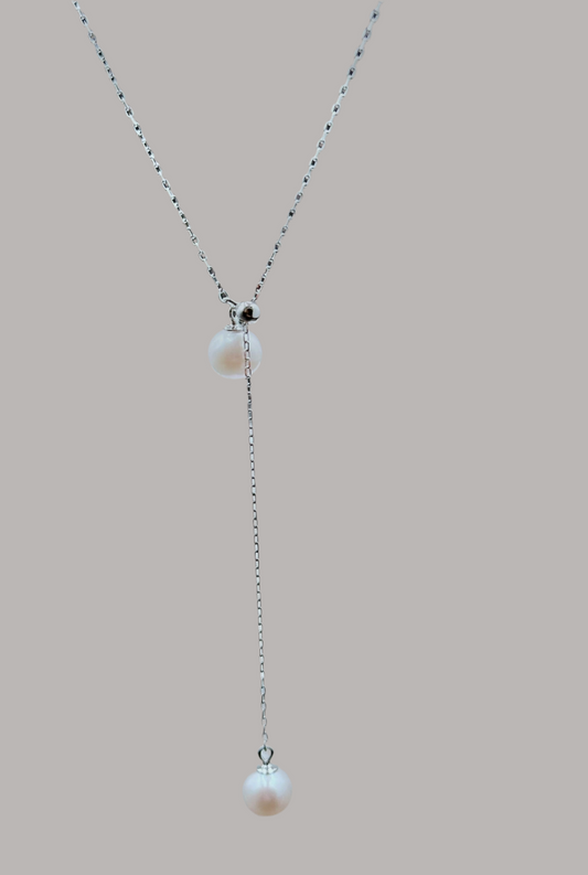 Elegant Double Drop Pearl Pendant Necklace
