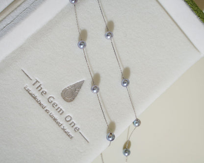 Fine Collection:Starry Necklace Ma Akoya Pearl 5-5.5mm in 18K gold（Sliver color）