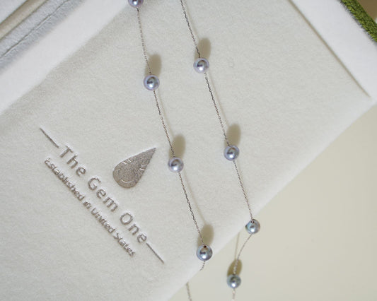 Fine Collection:Starry Necklace Ma Akoya Pearl 5-5.5mm in 18K gold（Sliver color）