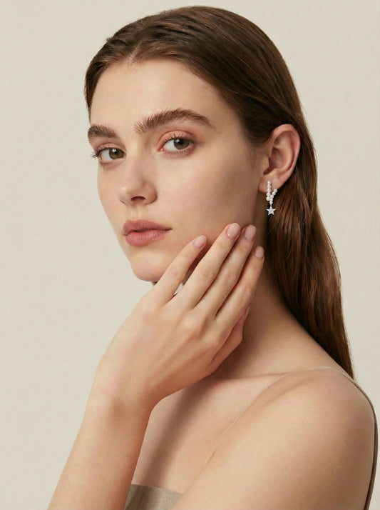 2024SS Shooting Star Collection : Cultured Freshwater earring in Sterling Silver 3.5-5mm