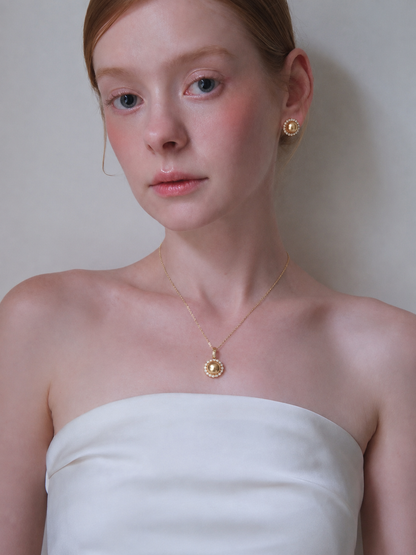 South Sea Golden Pearl Sunflower Necklace