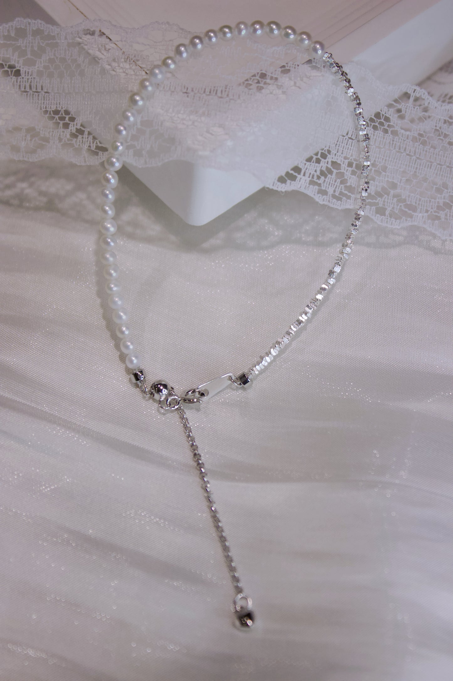 Elegant Freshwater Pearl and Silver Bead Y-Drop Bracelet