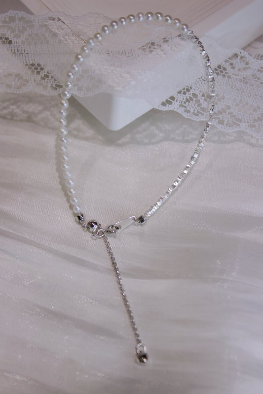 Elegant Freshwater Pearl and Silver Bead Y-Drop Bracelet