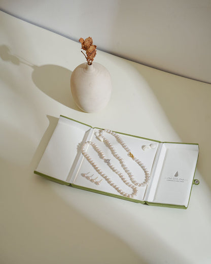 Classic 2pc Cultured freshwater pearl in Sterling Silver necklace 8-9mm+9-10mm earrings