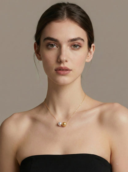 2025SS Fine Collection Pearl Pair Akoya & South Sea Pearl Duo on Premium Thick 18K Gold Chain