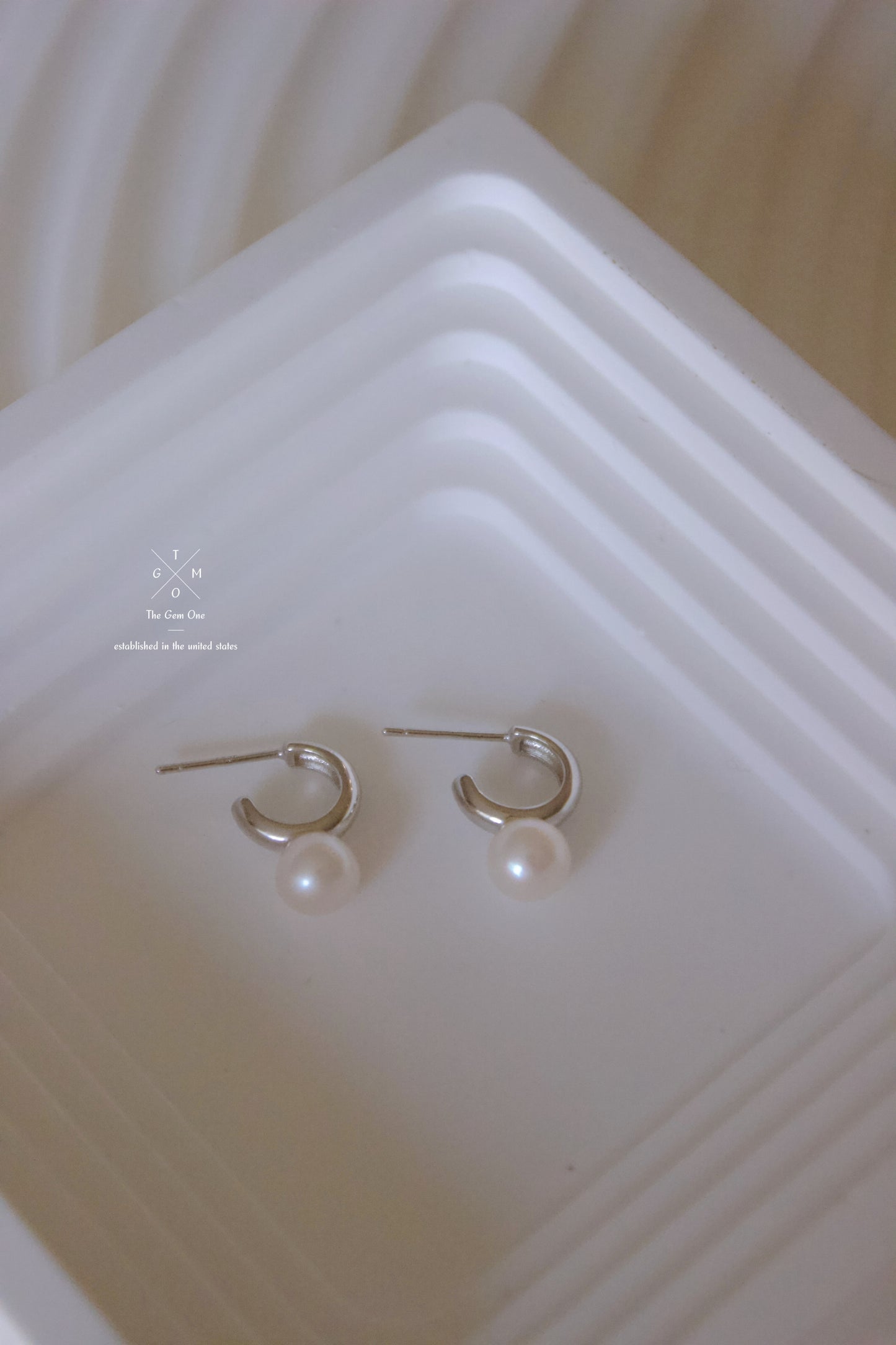 Minimalist Gold and Silver Hoop Pearl Earrings Set