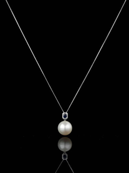 2025FW The Fine collection: south sea Pearl 13mm with Sapphire Pendant in 18K Solid Gold Chain