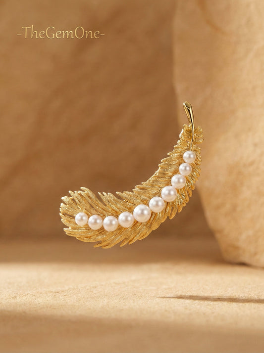 Golden Leaf Pearl Cuff & Coat Brooch