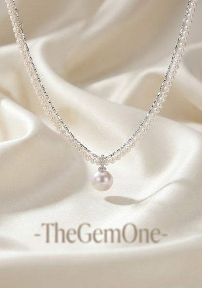 Layered Freshwater Pearl Necklace with Statement Pearl Pendant