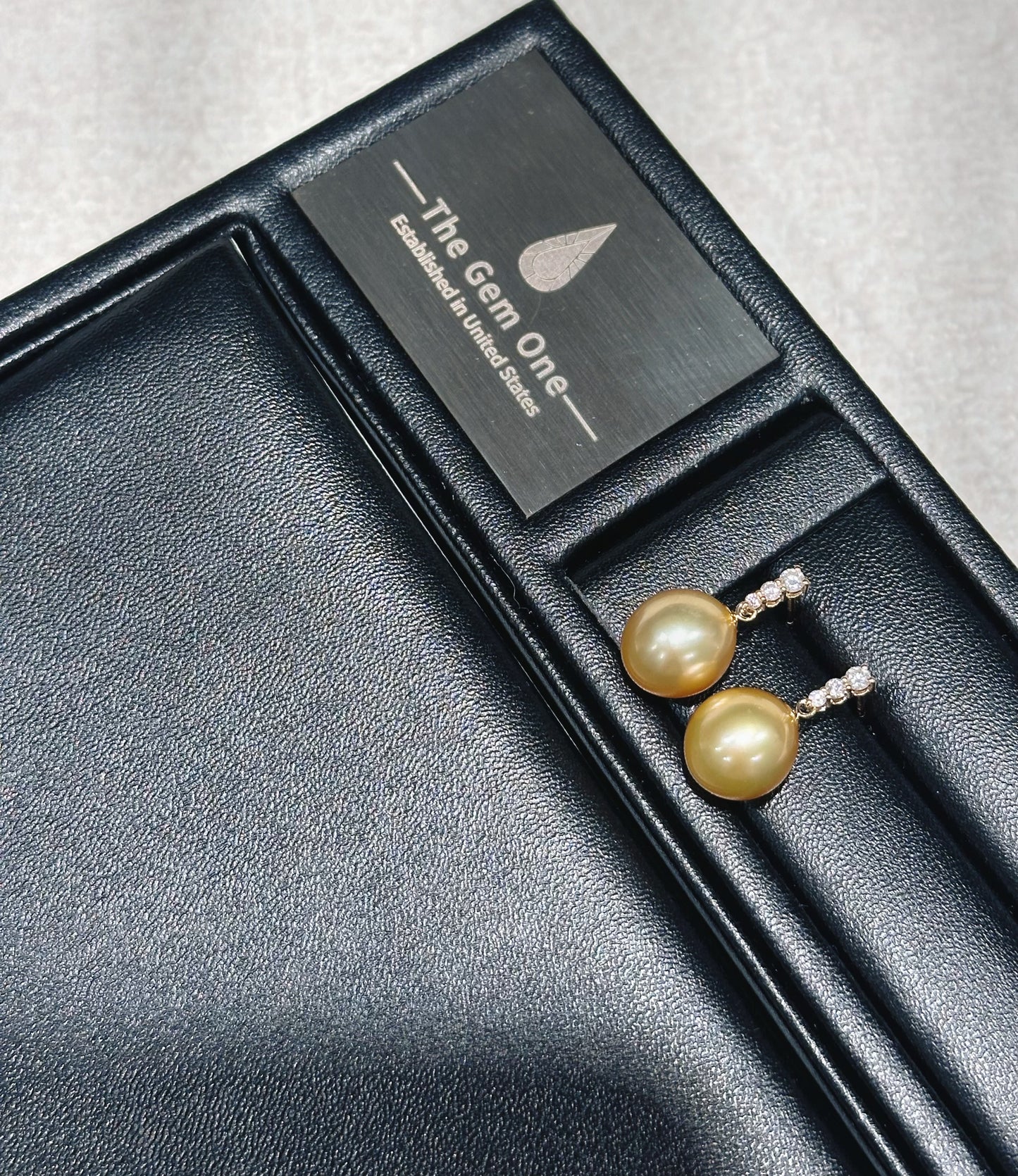 Fine Collection:Golden Serenade South Sea Cultured Pearl Earrings with 18K gold and Diamonds (11-12mm)
