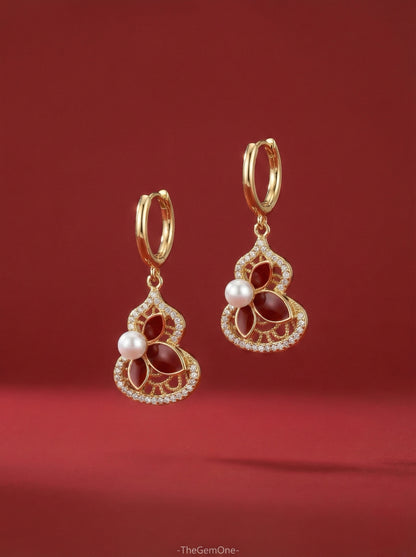 2026 Lucky Red Lucky & Festive Style Pearl Earrings