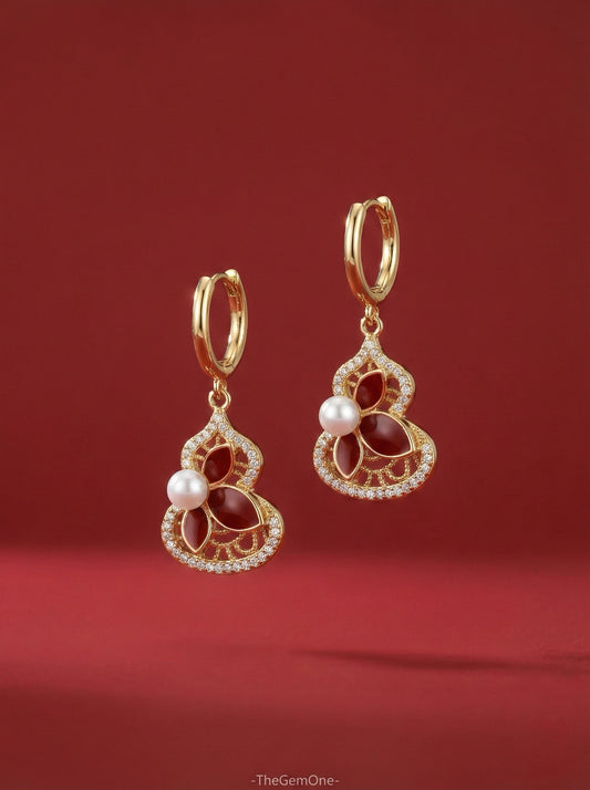 2026 Lucky Red Lucky & Festive Style Pearl Earrings