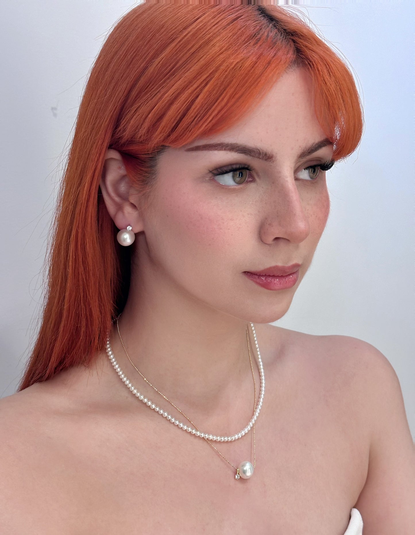 Classic Pearl Stud Earrings with Sparkling Cubic Zirconia Accent