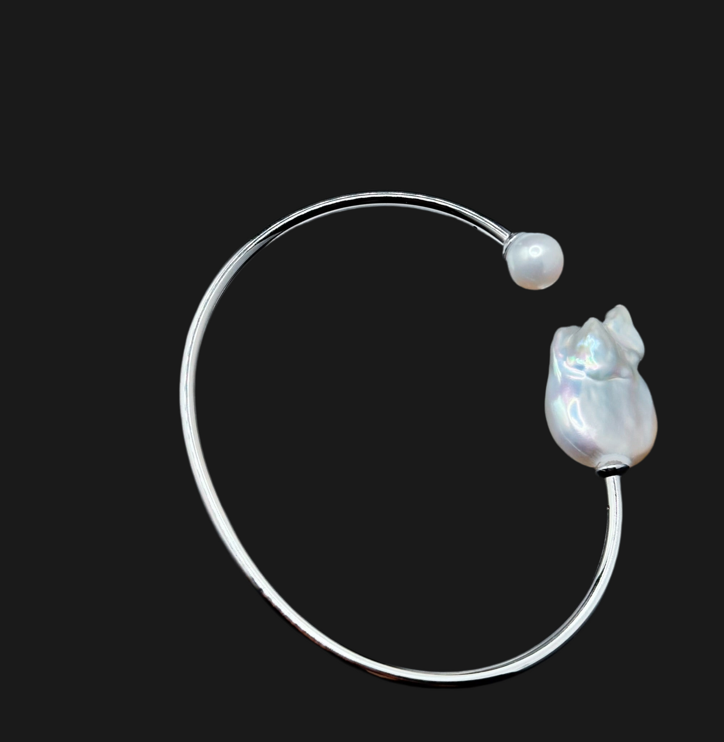 Contemporary Baroque Pearl Open Bangle