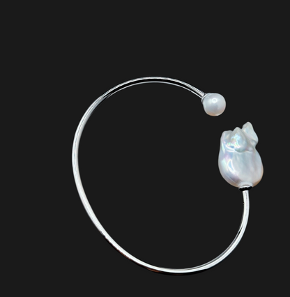 Contemporary Baroque Pearl Open Bangle