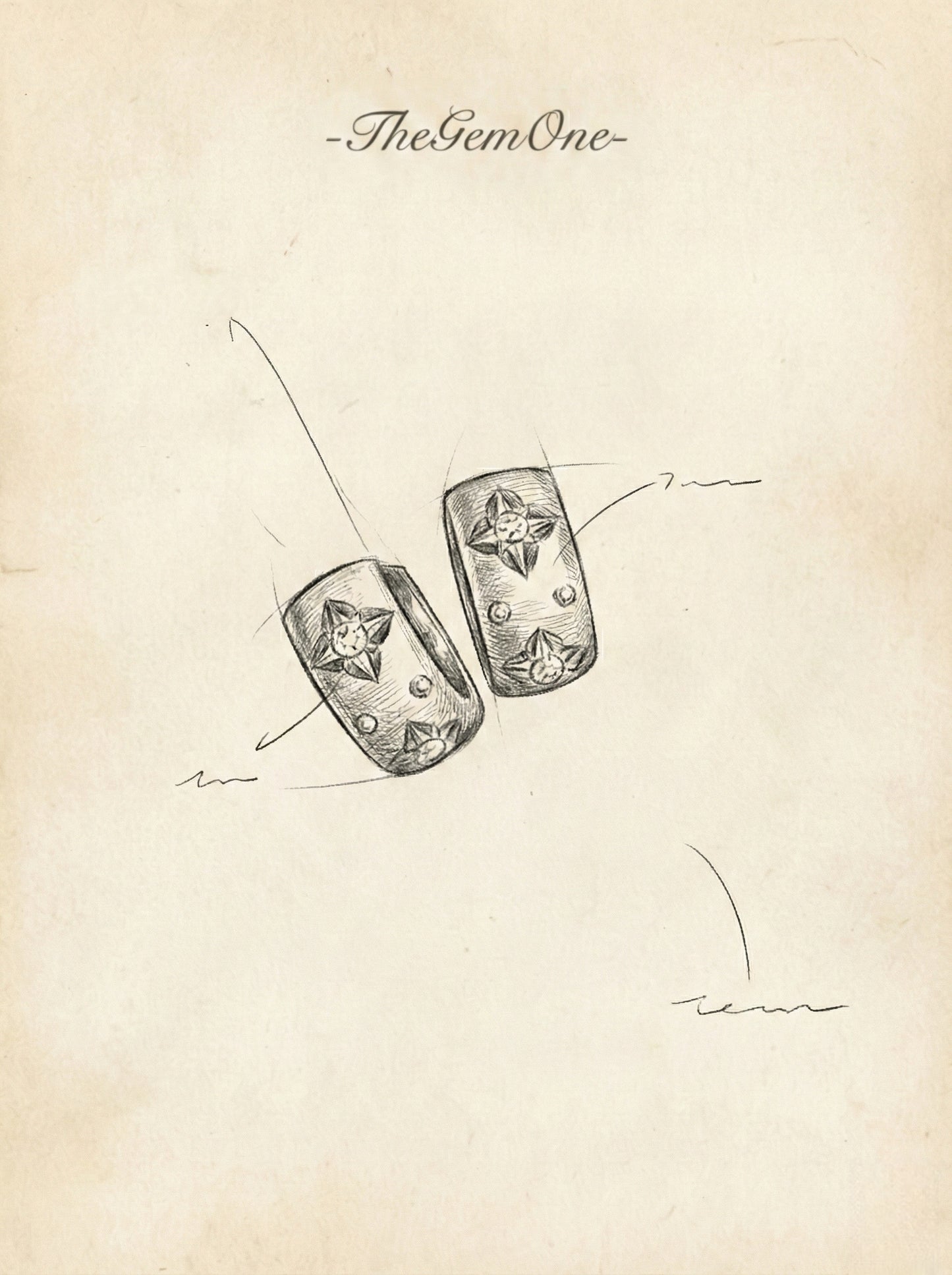 Roman Vintage Collection: Brushed Carved Gold Earrings