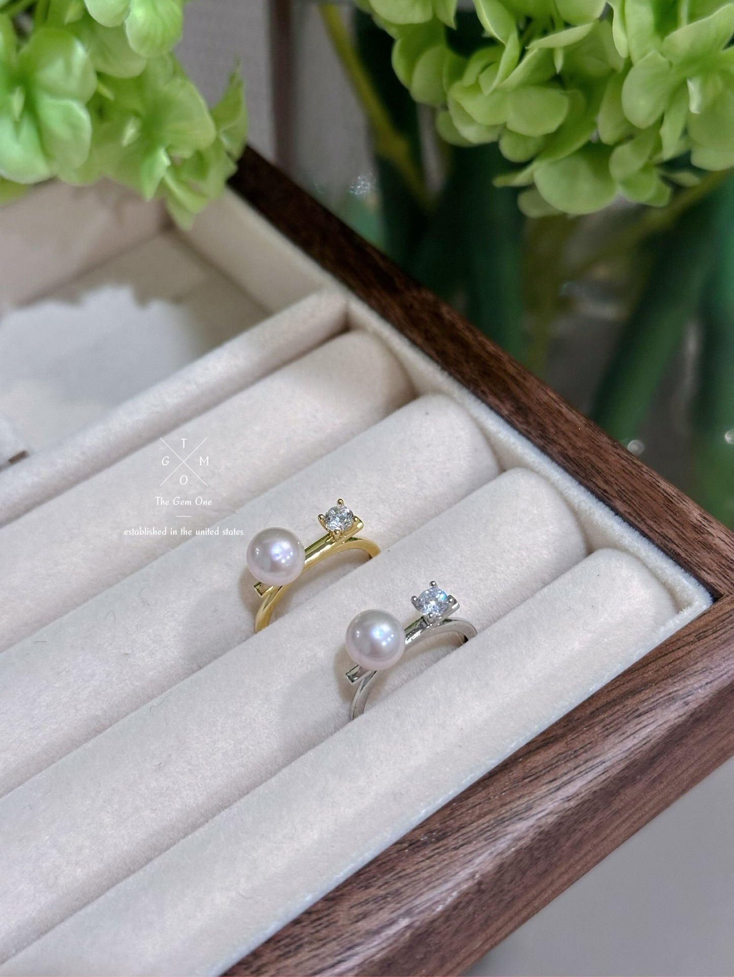 Elegant Pearl and Cubic Zirconia Engagement Ring