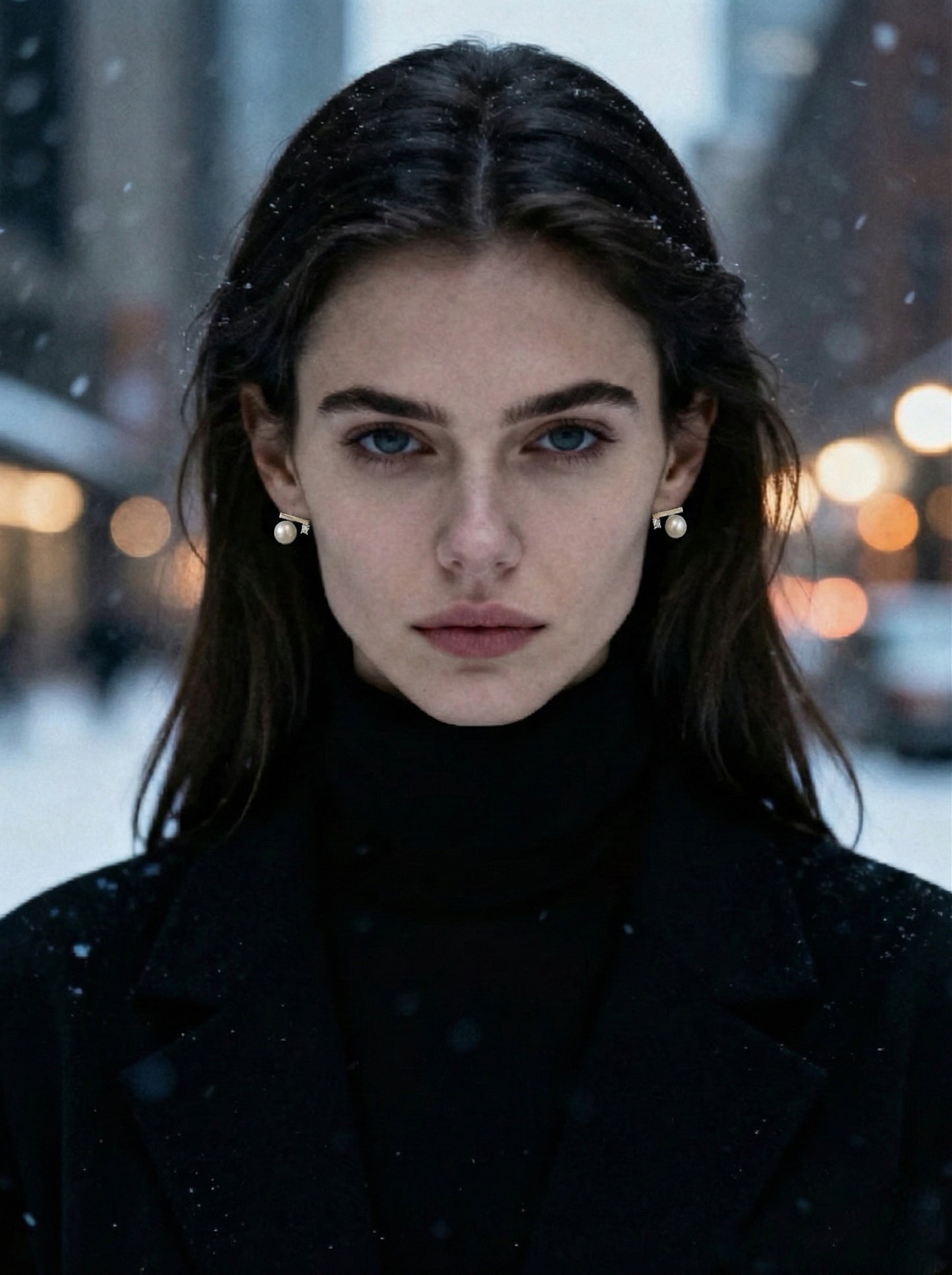 Minimalist Linear Pearl Studs (Gold/Silver）