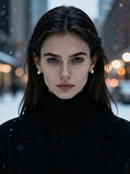 Minimalist Linear Pearl Studs (Gold/Silver）