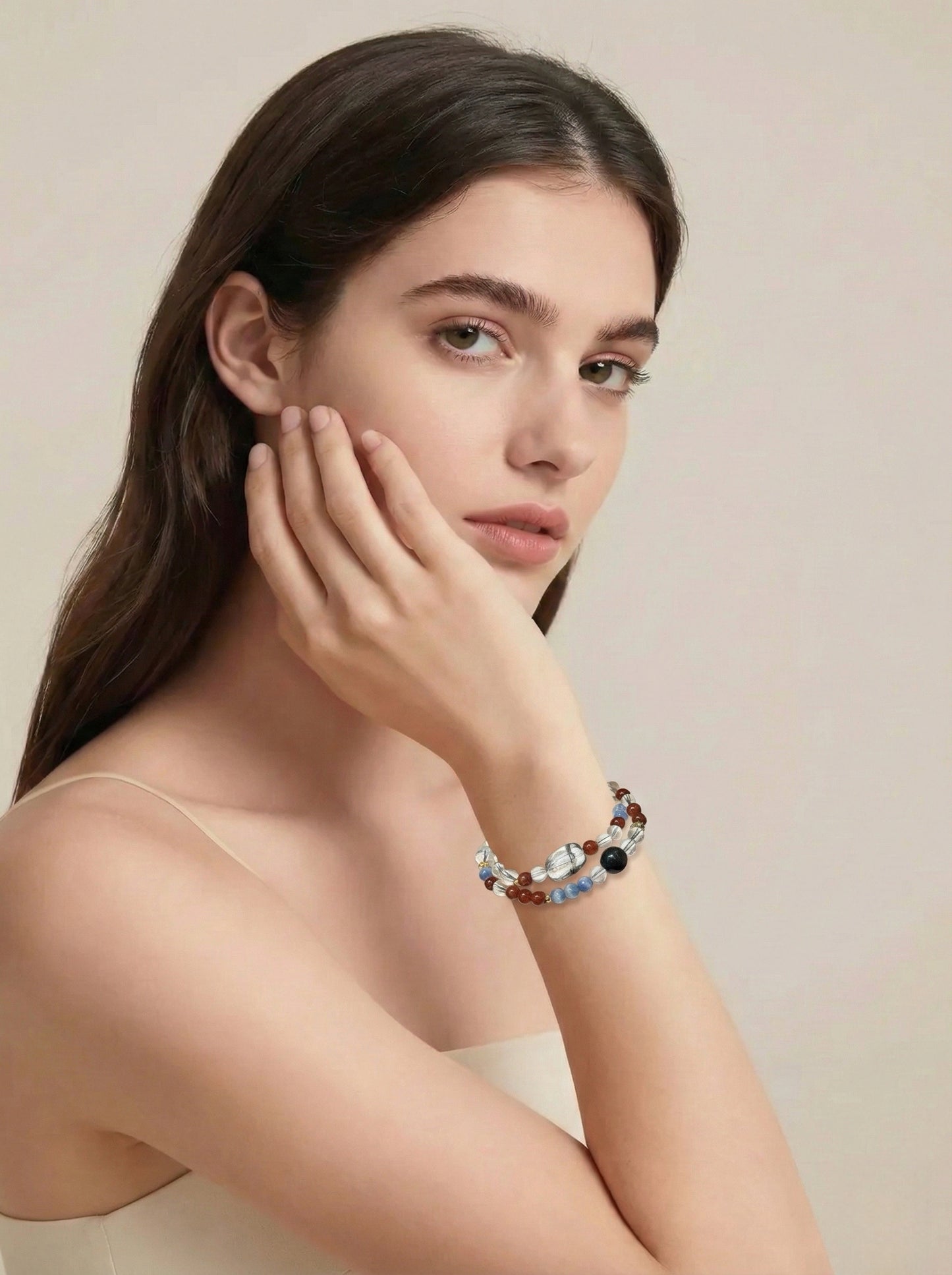 Mixed Stone Double Layer Bracelet