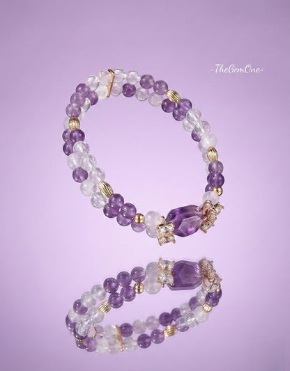 Valentine's Amethyst "Twin Souls" Double Bracelet