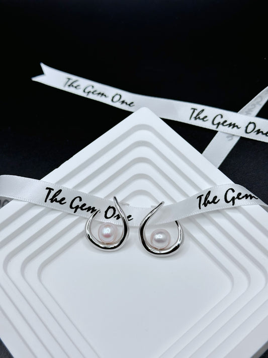 Modern Crescent Cultured Freshwater Pearl Earrings with Sterling Silver