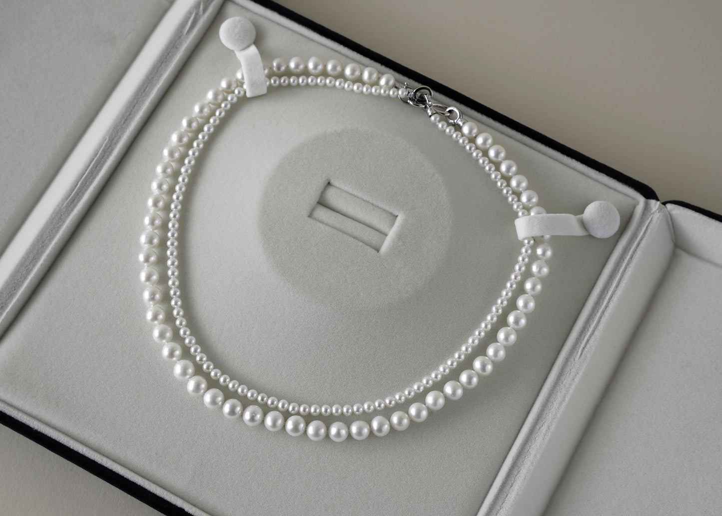 Luxurious Double-Strand Pearl Necklace with Sterling Silver Clasp
