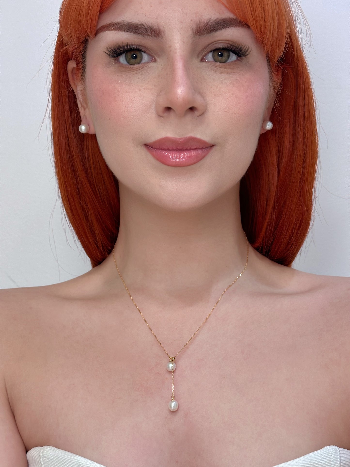 Elegant Double Drop Pearl Pendant Necklace
