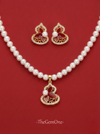 Great Blessings Red Gourd Pearl Set
