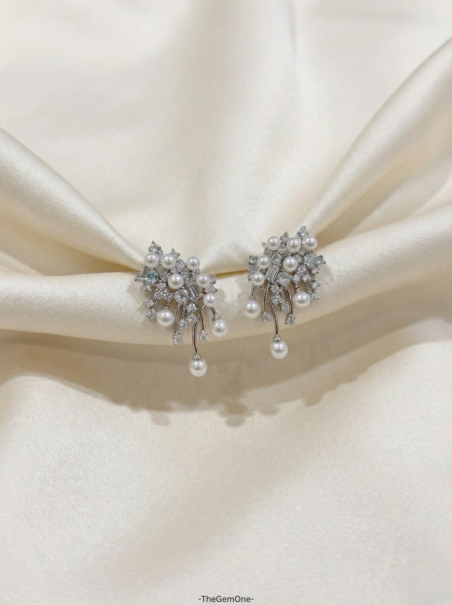 Starlight Fireworks Freshwater Pearl & Silver Earrings