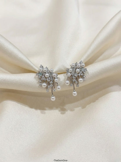 Starlight Fireworks Freshwater Pearl & Silver Earrings