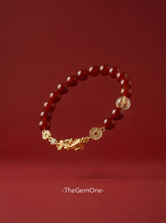 Winter Rouge Koi Clasp Gemstone Bracelet