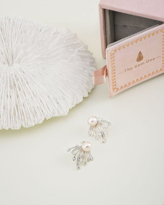 Petal Drew 8–9mm Cultured Freshwater Pearl Earrings in Sterling Silver
