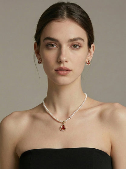 Great Blessings Red Gourd Pearl Set