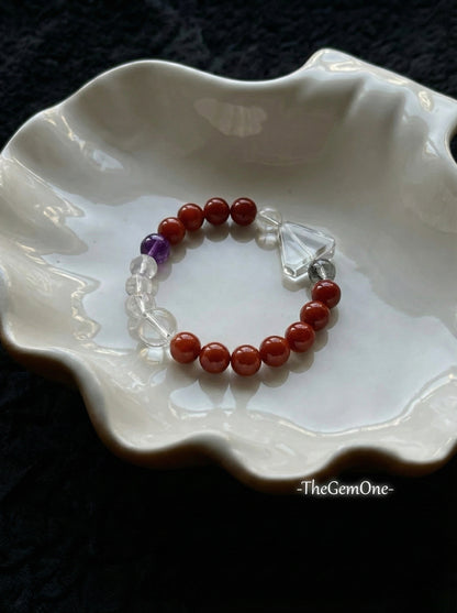 Mixed Gemstone Energy Bracelet with South Red Agate & Amethyst