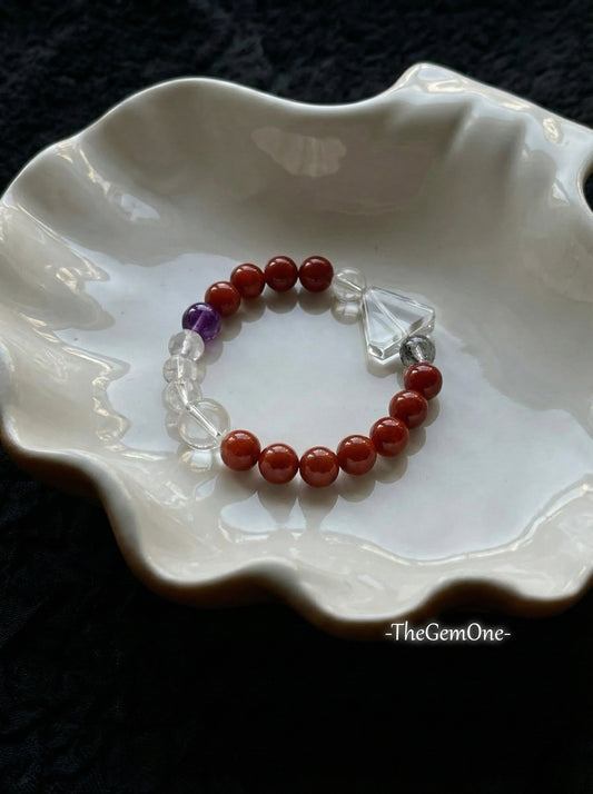 Mixed Gemstone Energy Bracelet with South Red Agate & Amethyst