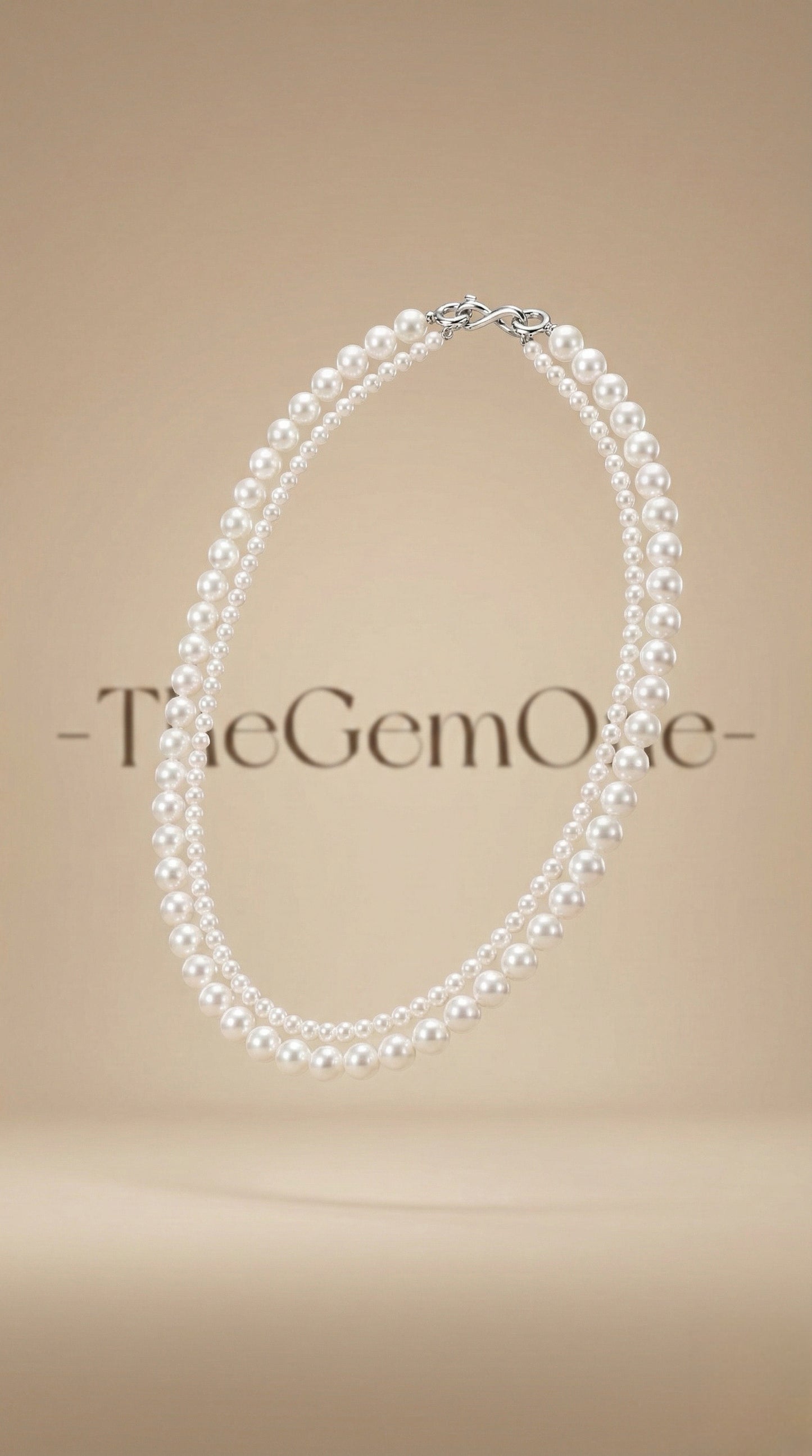 Luxurious Double-Strand Pearl Necklace with Sterling Silver Clasp