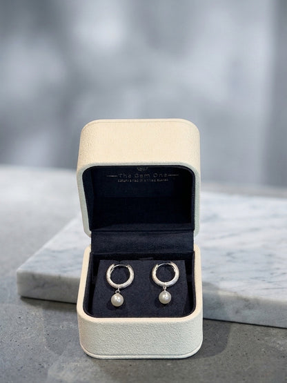 Textured Gold and Silver Hoop Earrings with Freshwater Pearl Drops